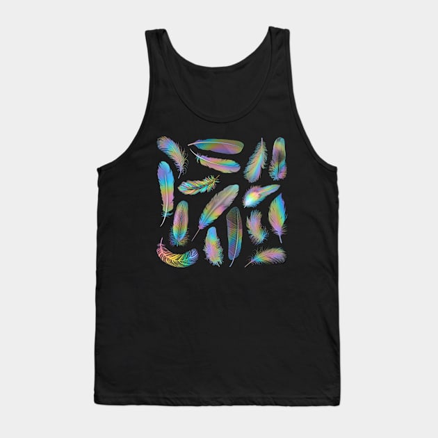 Iridescent Feathers Tank Top by dinaaaaaah